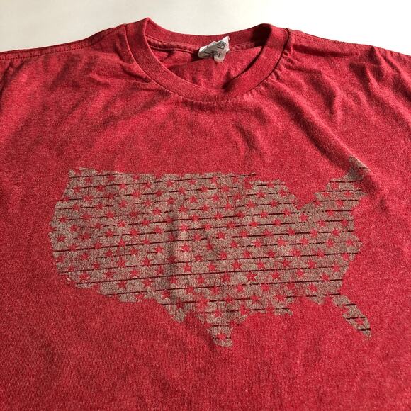 Delta MEDIUM Red USA United States America Stars Map Shirt Tee T-Shirt - Picture 2 of 4